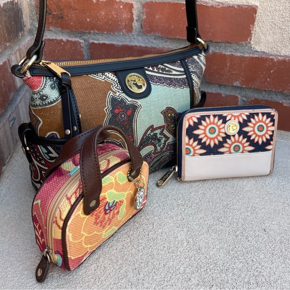 Spartina449 MIXED PATTERN BUNDLE-Simple Zip Linen/Leather Bag/Wallet/Jewelry Box - Picture 3 of 16